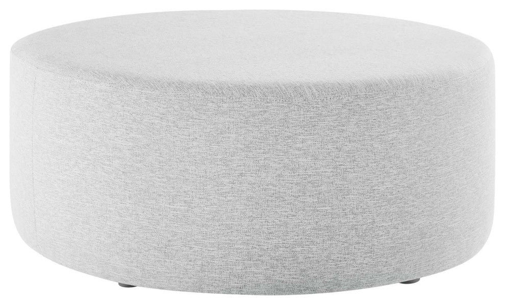 Callum Large 38" Round Woven Heathered Fabric Upholstered Ottoman