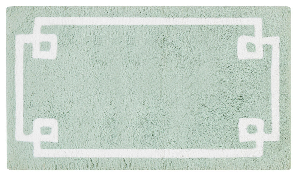 Madison Park Evan High Pile Bordered Bathroom Rug, Blue, Seafoam Green, Medium