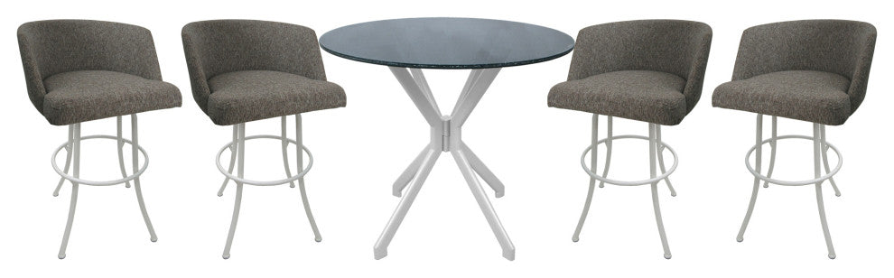 Swivel Counter Metal Pub Set - Joey Stools 26" or 30", Mojave Grey - White, 30", Crackle