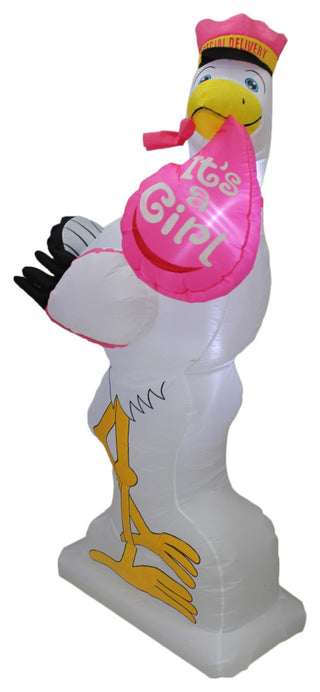 6' Baby Shower Pink Stork Yard Inflatable