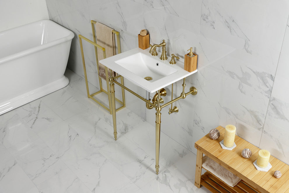 Fauceture KVPB24187W8BB 24" Console Sink, Legs, 8", 3 Hole