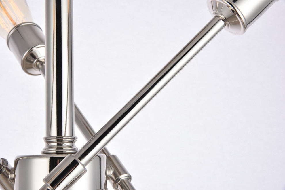 Midcentury Modern Polished Nickel 6-Light <br>Flush Mount