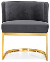 Gianna Velvet Dining Chair, Gray, Gold Base