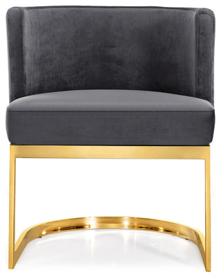 Gianna Velvet Dining Chair, Gray, Gold Base