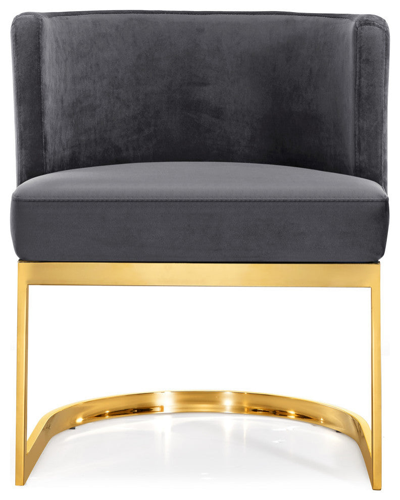 Gianna Velvet Dining Chair, Gray, Gold Base