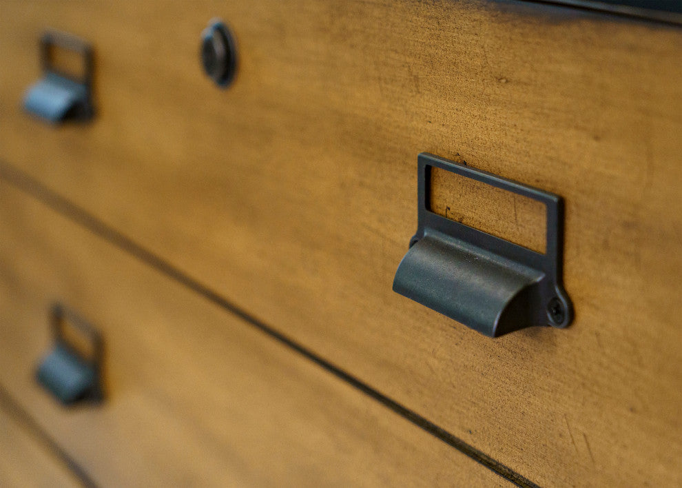 Mid-Century Wood Lateral File, Storage File Drawer, Fully Assembled, Black