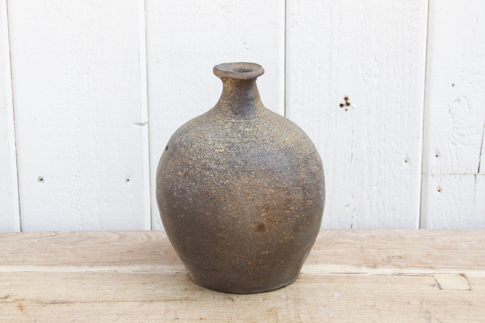 Primitive Ash Glazed Ceramic Bottle
