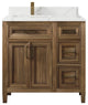 Santa Monica 36 Left Offset  Bath Vanity in Graywashed Teak 1.5" Calacatta Laza