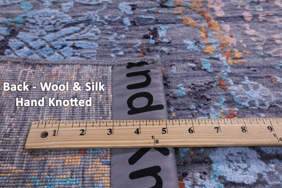 2' 6" X 12' 0" Runner Handmade Wool and Silk Modern Rug Q11827