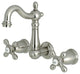 Kingston Brass 8" Center Wall Mount Bathroom Faucet, Brushed Nickel