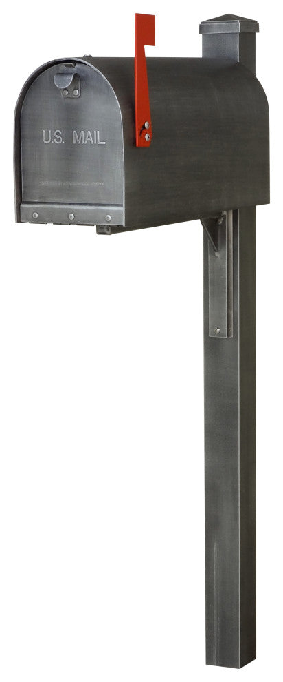 Titan Steel Curbside Mailbox and Wellington Post, Swedish Silver