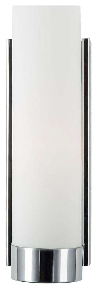 1-Light Bath Vanity Elina Wall Sconce With Frosted Glass Shade, Polished Chrome