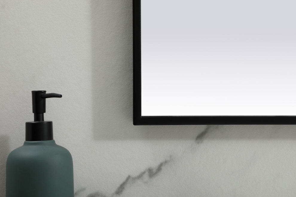 Metal Frame Arch Mirror 39X24 Inch, Black