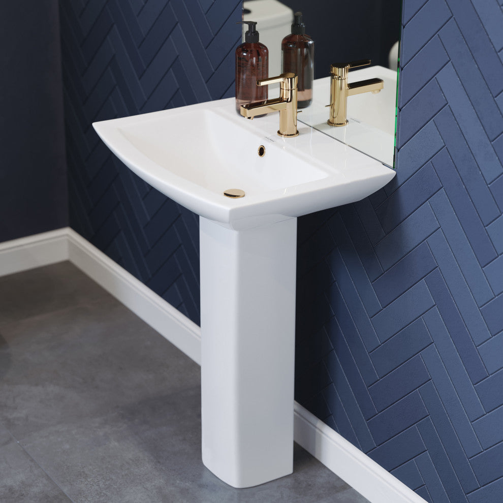 Sublime Pedestal Bathroom Sink Rectangular With Single Faucet Hole