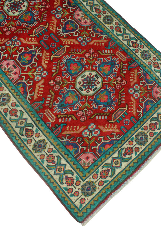 Fine Vintage Distressed Jerel Red/Ivory Runner, 2'8x12'2