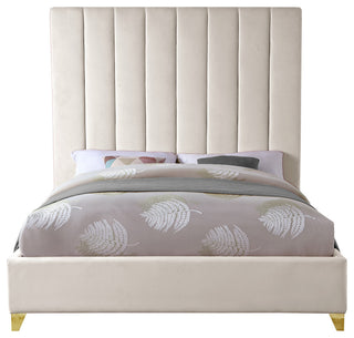 Via Velvet Upholstered Bed, Cream, King