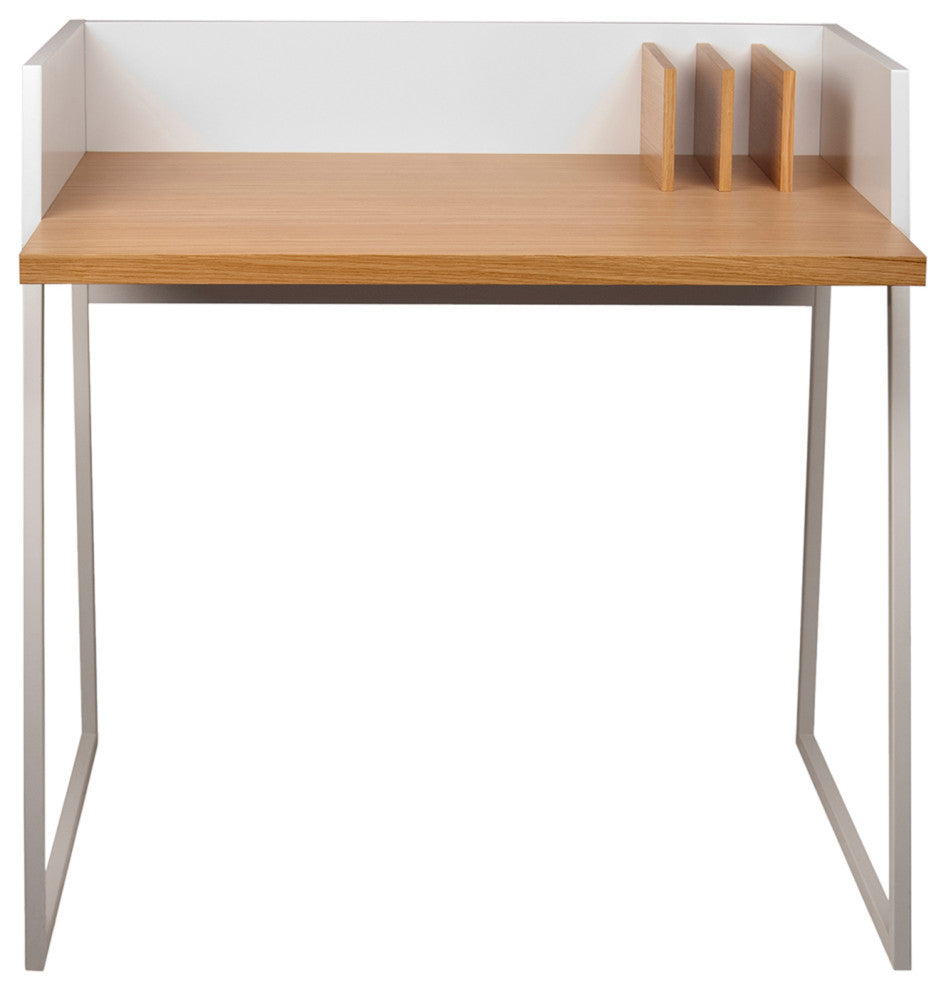 Modern Small Home Office Laptop Table Desk, Oak/White