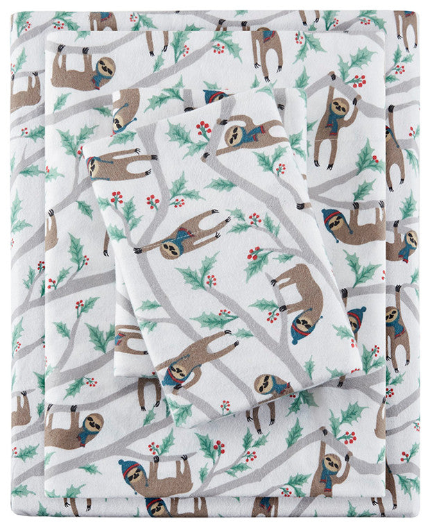 True North by Sleep Philosophy Cotton Flannel Kids Sheet Set, Sloths