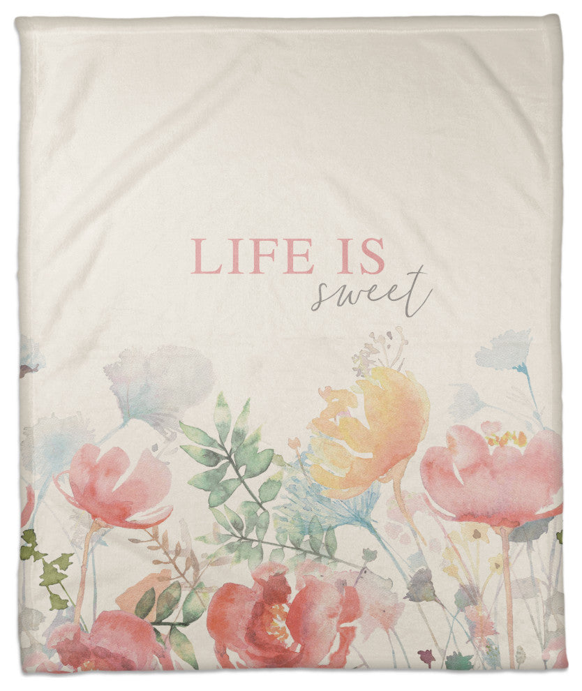 Life is Sweet Botanicals 50x60 Coral Fleece Blanket