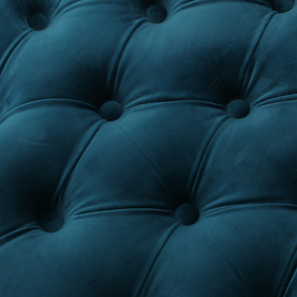 GDF Studio Elizabeth Tufted New Velvet Fabric Dining Chairs, Set of 2, Dark Teal
