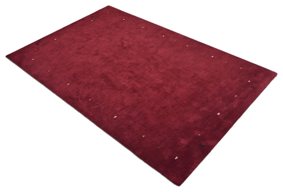 Hand Knotted Loom Silk Mix Area Rug Contemporary Red