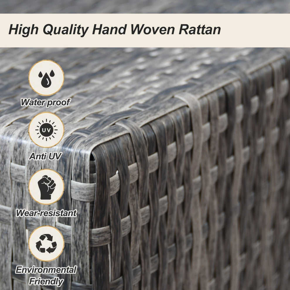 Rattan Patio Sofa Set Water Resistance Outdoor Chairs Set, Light Gray