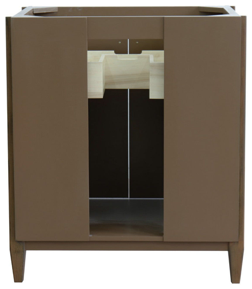 31" Single Sink Vanity, Walnut Finish, Black Galaxy Granite With Oval Sink