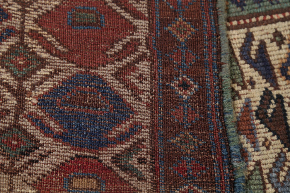 Consigned, Worn Oriental Antique Traditional Hand-Knotted Area Rug, Beige, 4x7