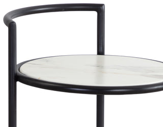 Parga End Table, Black, Marble Look