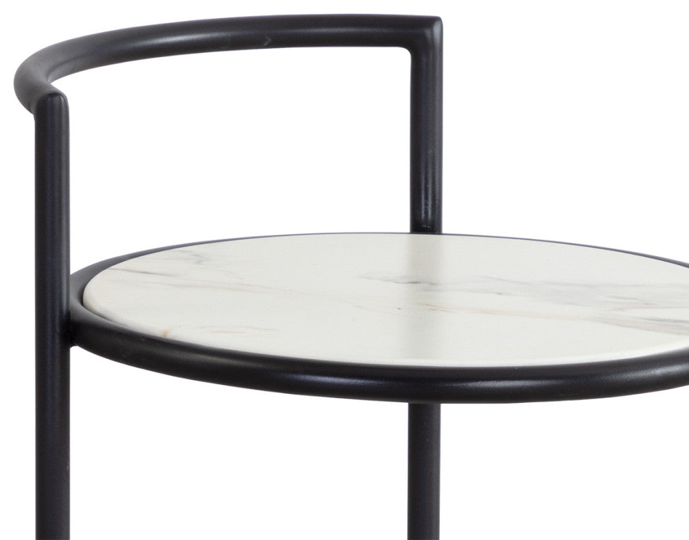 Parga End Table, Black, Marble Look