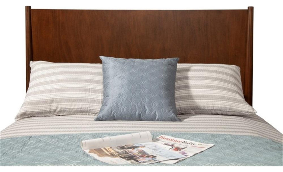Alpine Furniture Flynn Mid Century Wood Queen Panel Bed in Walnut (Brown)