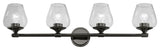 Willow 4 Light Black Chrome Vanity Sconce