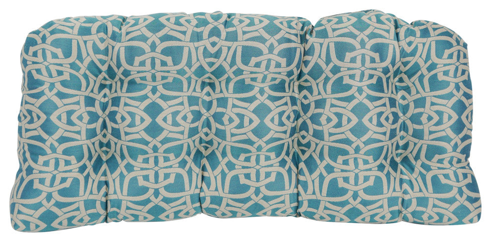 42"X19" U-Shaped Premium Outdoor Tufted Settee/Bench Cushion, Dolan Tuquoise