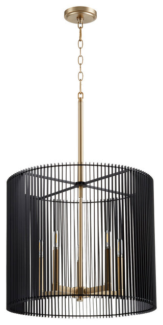 Quorum 819-5-80 Five Light Pendant, Aged Brass Finish