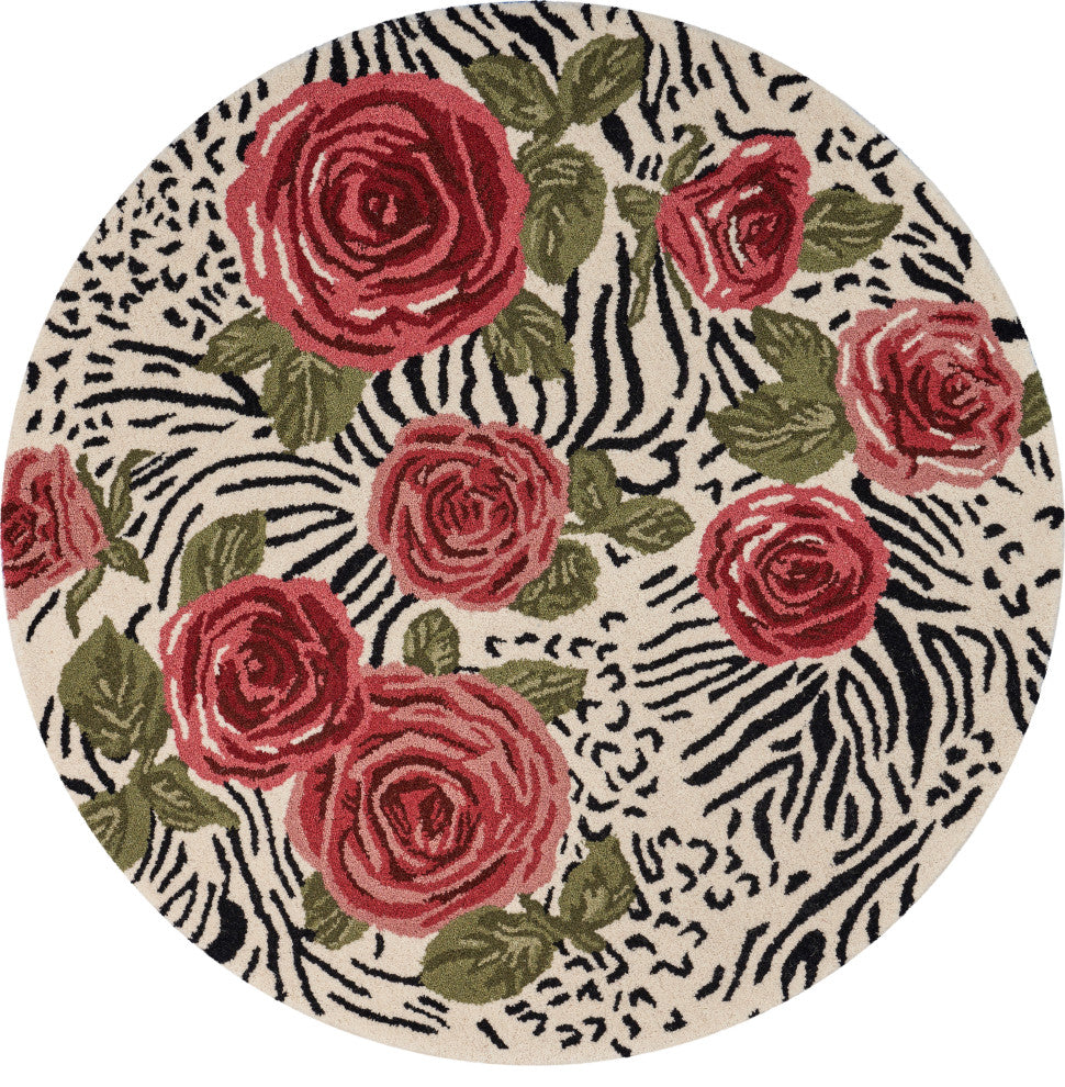 Rose Garden Safari Area Rug, 4' Round