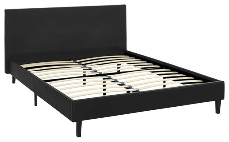 Anya Queen Vinyl Bed, Black