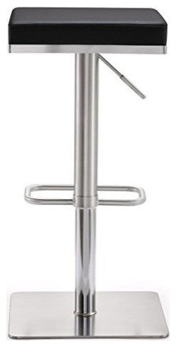 TOV Furniture Bari Black Stainless Steel Adjustable Barstool