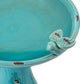 25" Tall Ceramic Antique Pedestal Birdbath with 2 Bird Figurines, Turquoise