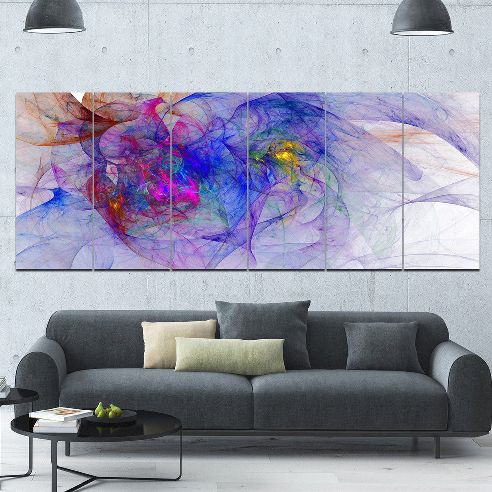 Blue Mystic Psychedelic Texture, Abstract Art on Canvas, 70"x28", 6 Panels