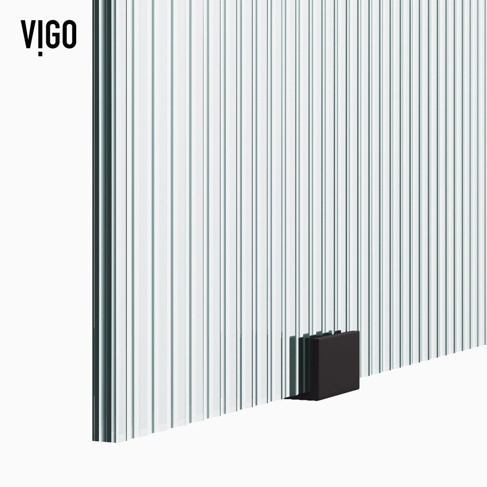 VIGO Elan 56" to 60" W x 74" H Frameless Sliding Shower Door, Matte Black, Left, Fluted Glass