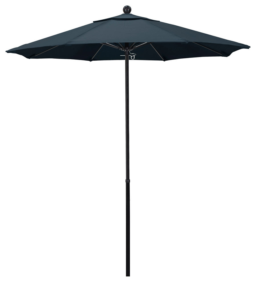 7.5'  Black Push Lift Fiberglass Umbrella, Sapphire Pacifica