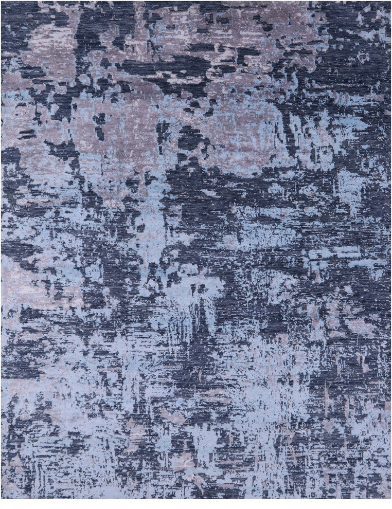 7' 11" X 10' 3" Abstract Hand Knotted Wool & Silk Rug - Q15803