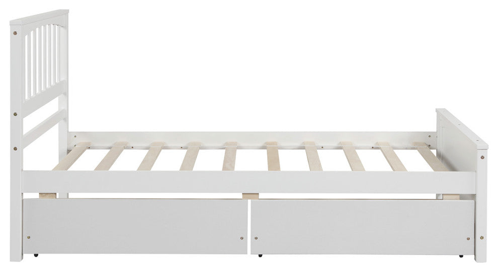 Gewnee Twin size Wdoo Platform Bed with Two Drawers in White