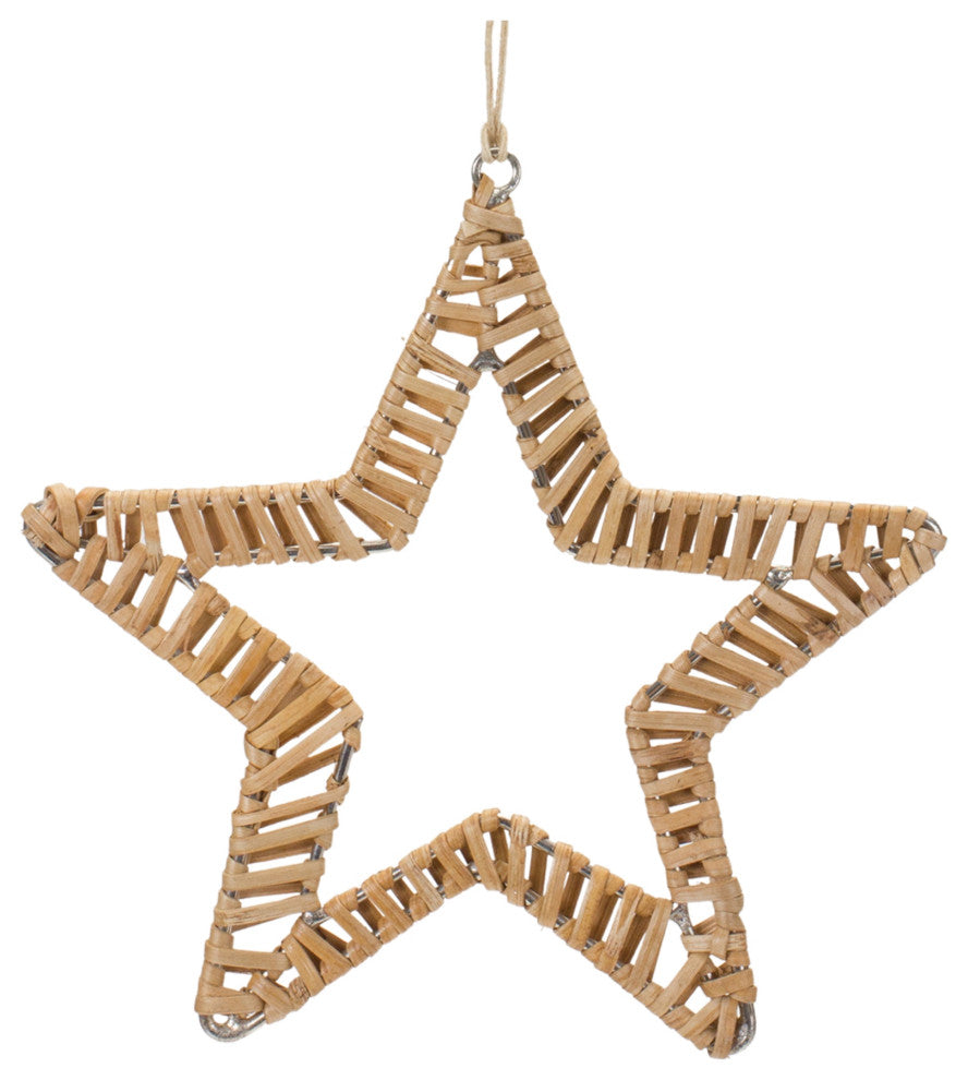 Woven Rattan Star and Tree Ornament, 12-Piece Set