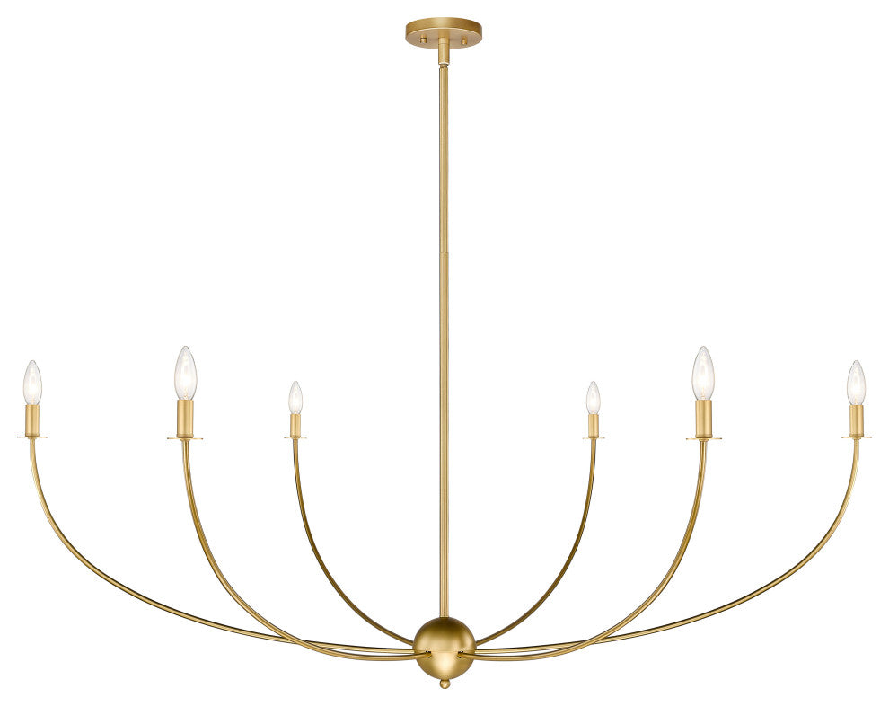 Z-LITE 6-Light Chandelier, Rubbed Brass