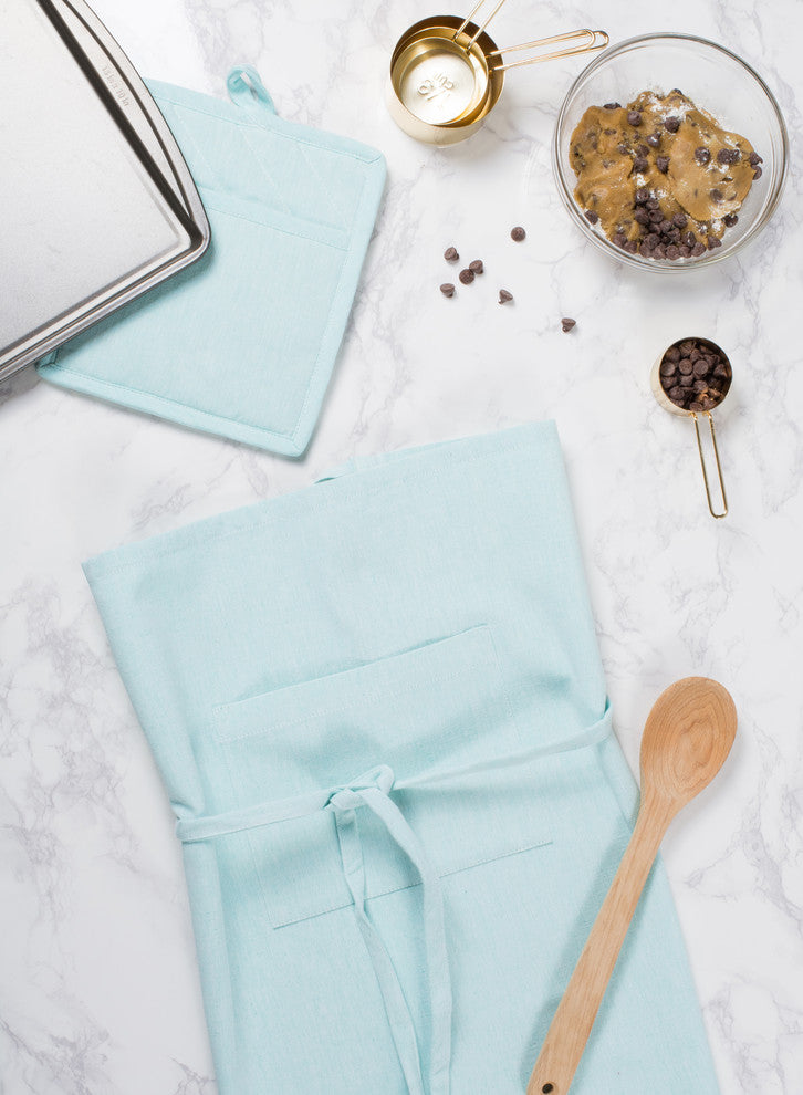 DII Aqua Solid Chambray Bistro Apron