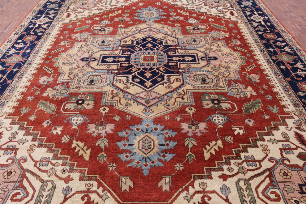 Heriz Serapi Handmade Wool Rug 10' 0" X 13' 10" - Q15997