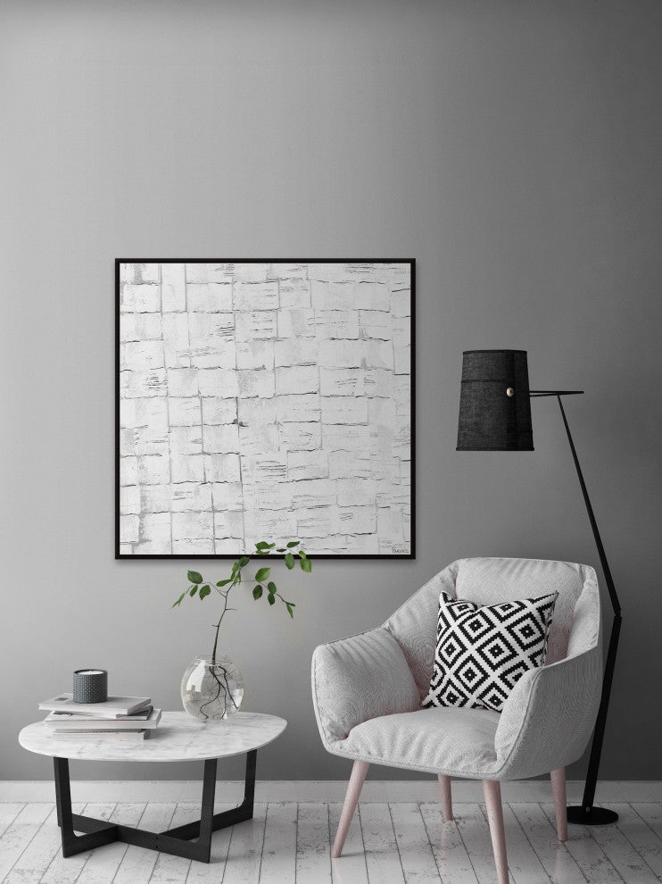 "Mirrored Movement" Floater Framed Painting Print on Canvas, 40x40