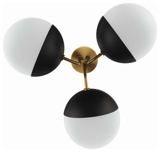 Stellar 3-Light Semi-Flush Ceiling Light, Opal Satin Brass
