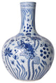 B&W Carved Fish Globular Vase